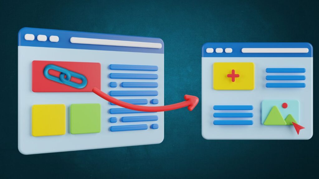 Vue d'un lien sur un site externe menant vers un autre site, référencement off-page